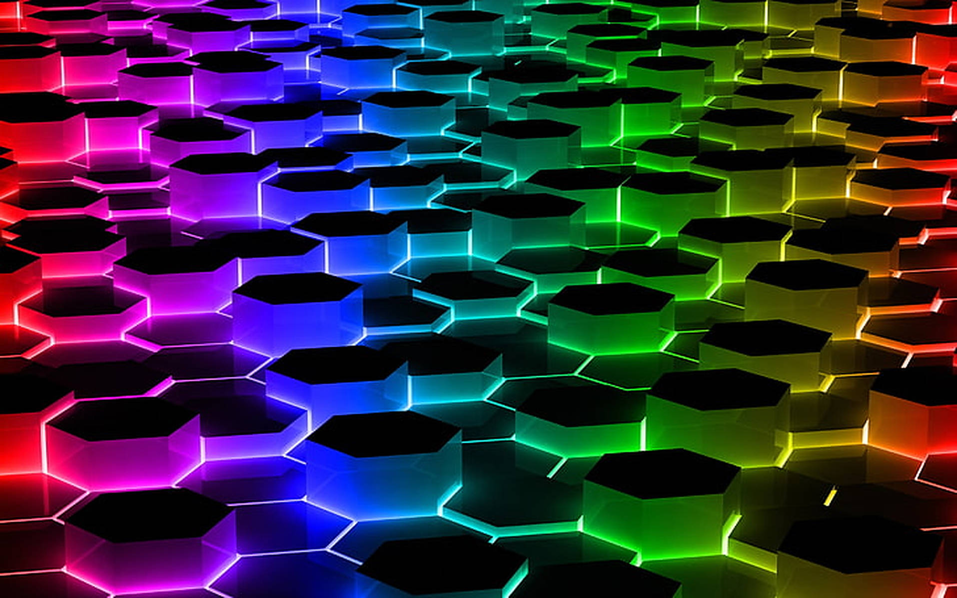 Rainbow Hexagon Led Light Wallpaper