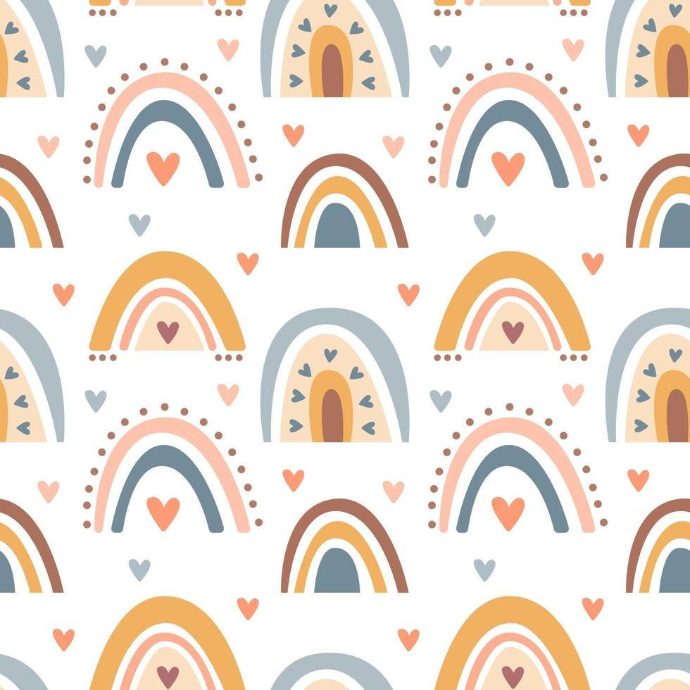 Rainbows And Hearts Pattern Wallpaper