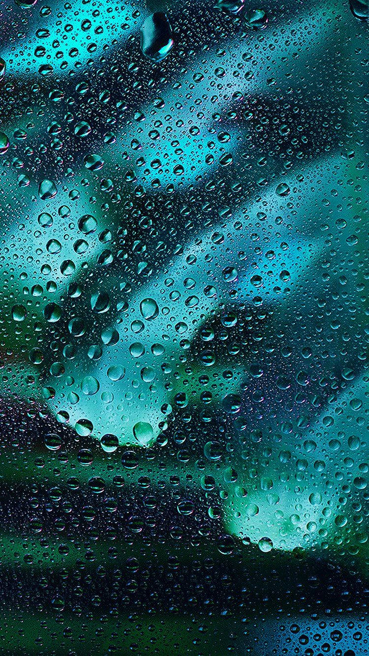 Raindrops On Glass Dark Teal Iphone Wallpaper