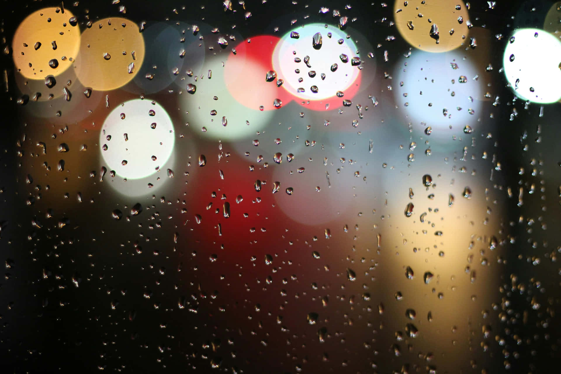 Rainy Night Bokeh Lights Wallpaper