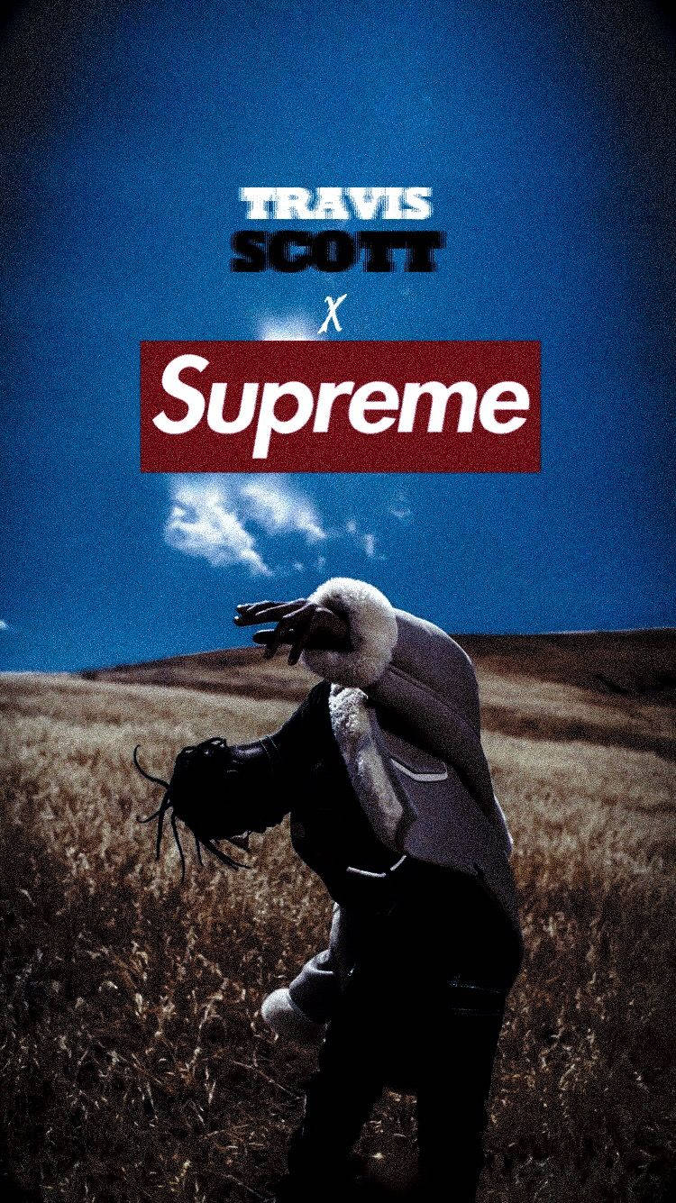 Rapper Travis Scott With Supreme Collaboration Wallpaper