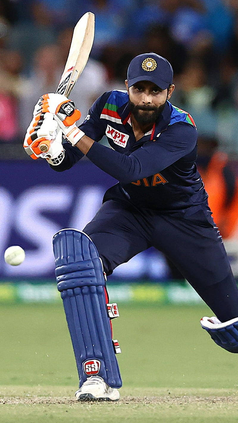 Ravindra Jadeja Batting A Ball Wallpaper