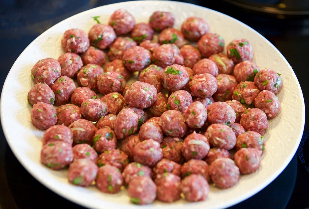 Raw Meatballs Preparation Wallpaper