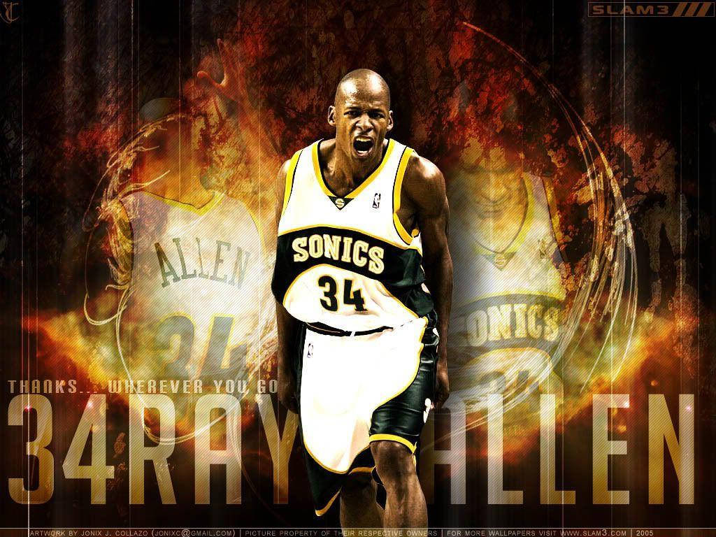 Ray Allen Fiery Edit Wallpaper