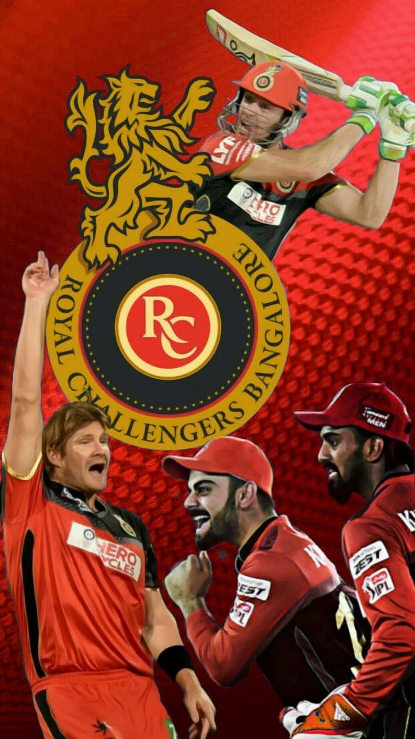 Rcb Team Players Collage Wallpaper