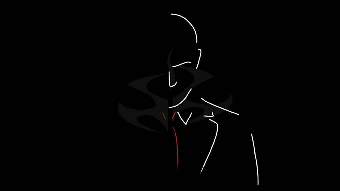 Real Hitman Black Aesthetic Line Art Wallpaper