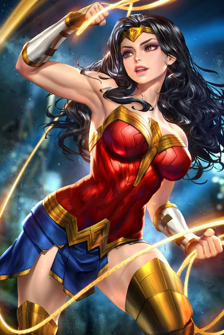 Realistic Dc Superhero Wonder Woman Illustration Wallpaper