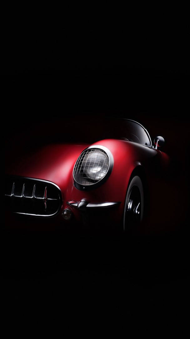 Realme 7 Red Vintage Car Wallpaper