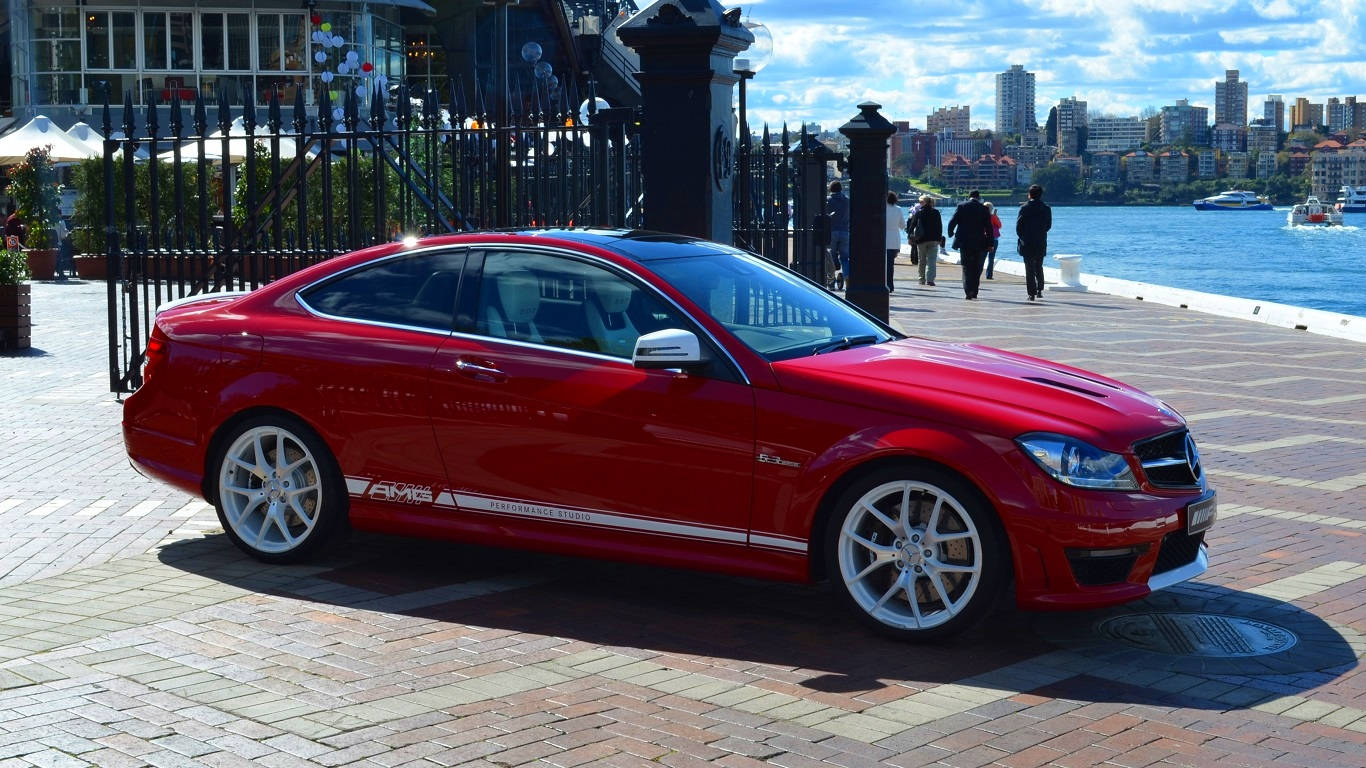 Red Amg In Park Iphone Wallpaper