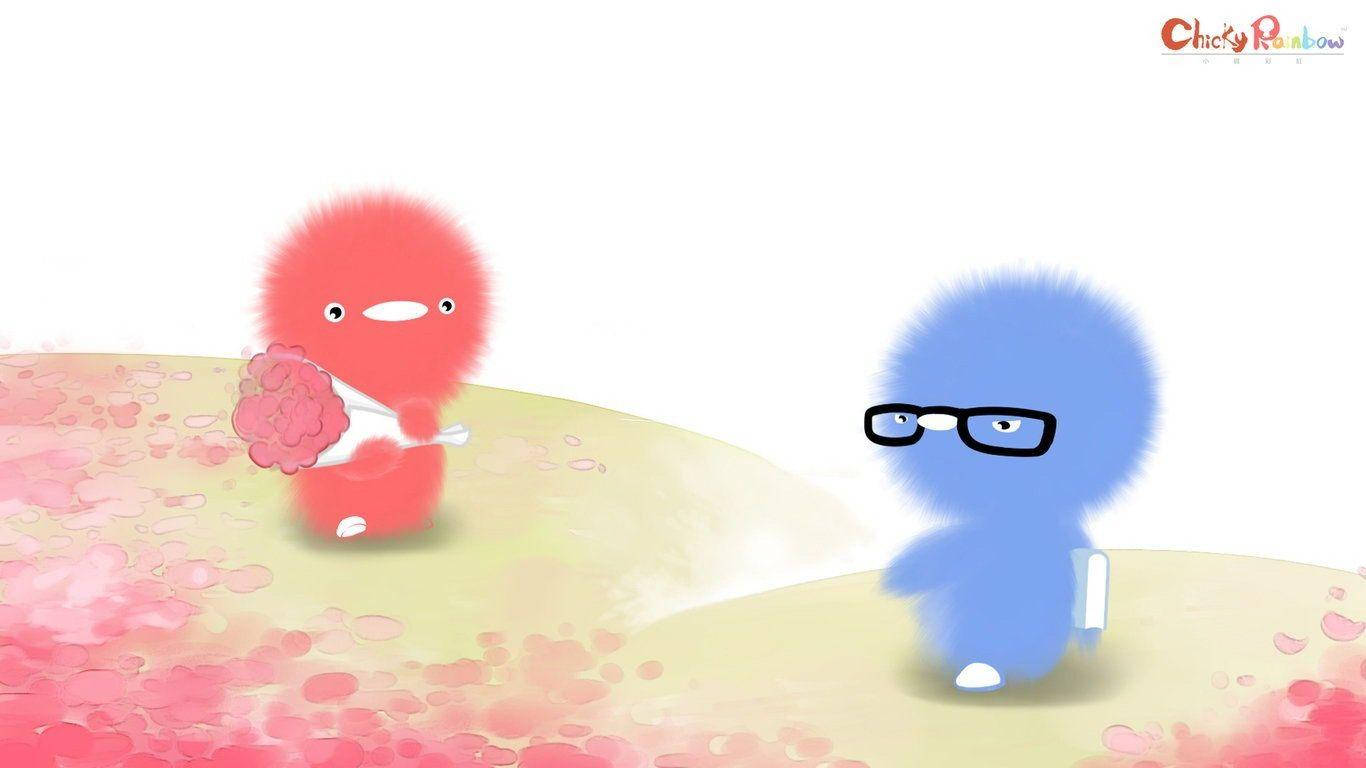 Red And Blue Bird Cute Computer Wallpaper