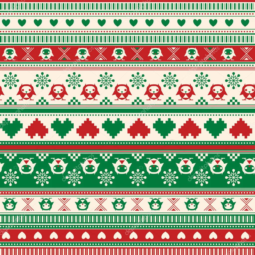 Red And Green Heart Christmas Sweater Wallpaper