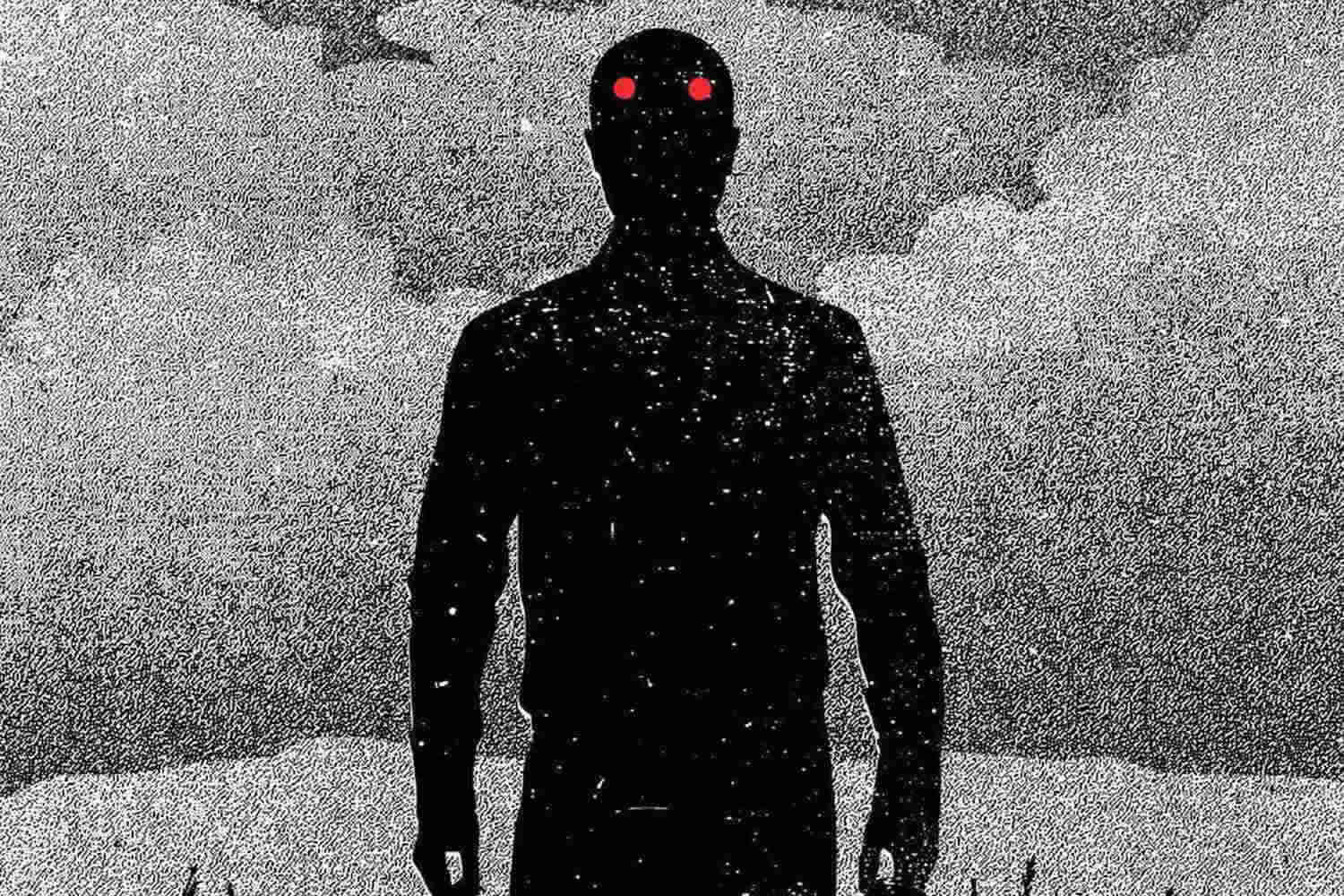 Red Eyed Silhouettein Grainy Monochrome Wallpaper