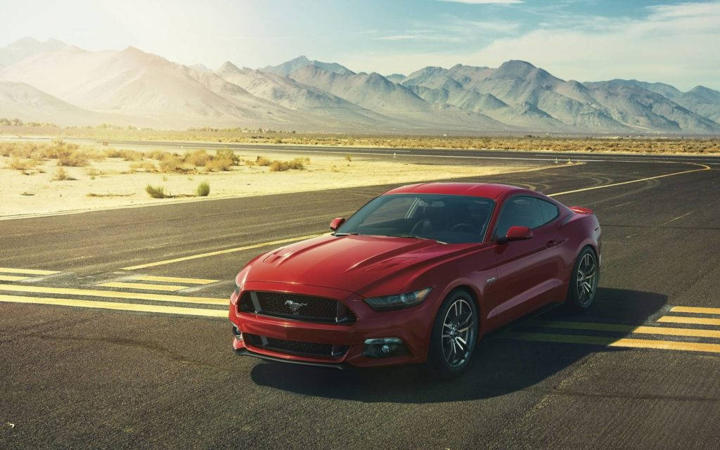 Red Ford Mustang Hd Desert Road Wallpaper