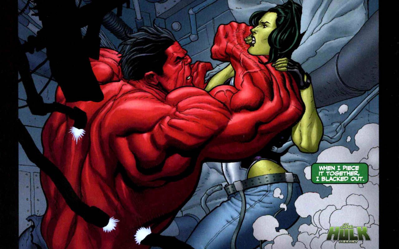 Red Incredible Hulk And She-hulk Wallpaper