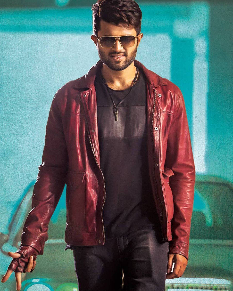 Red Leather Jacket Vijay Devarakonda Portrait Wallpaper