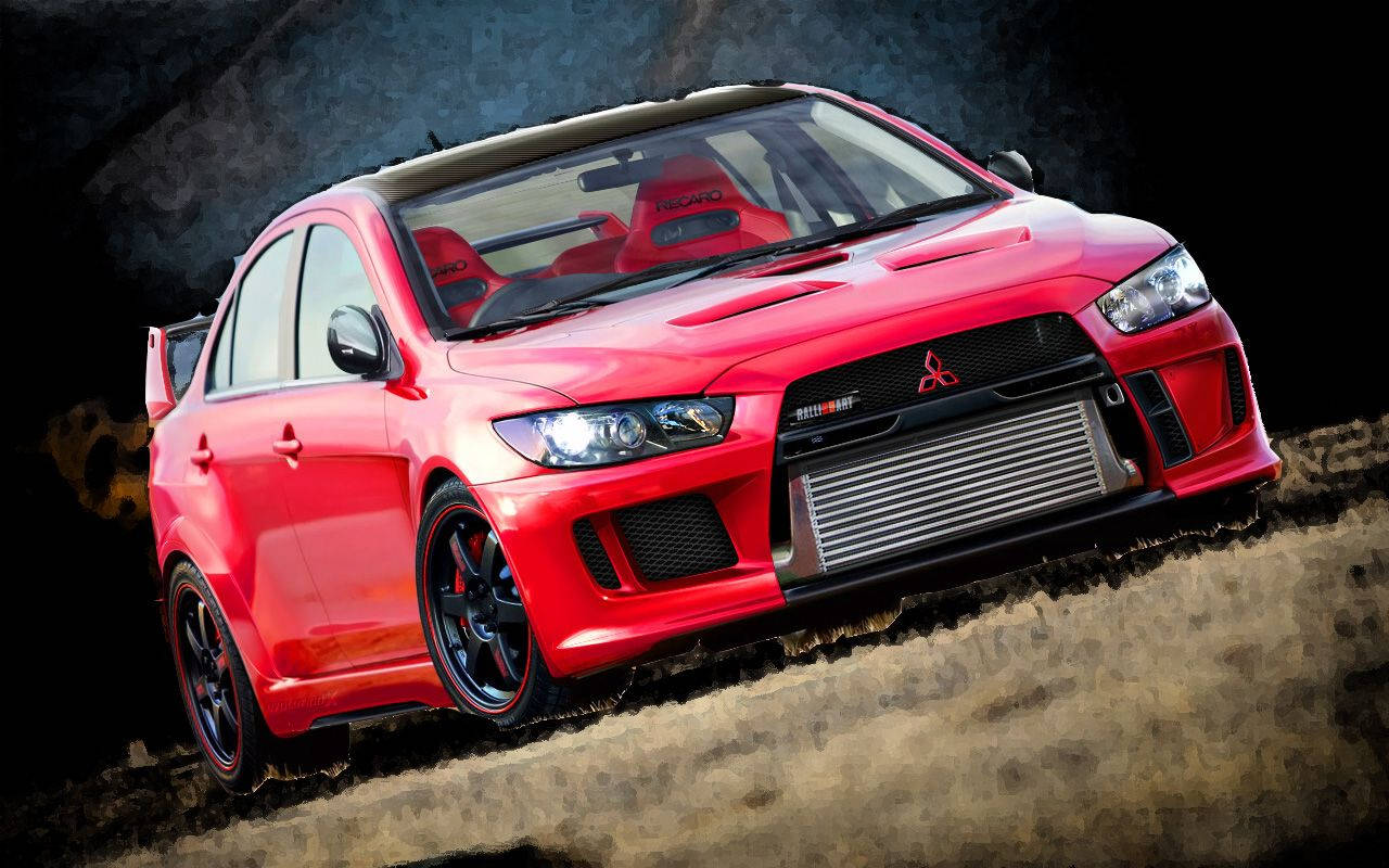 Red Mitsubishi Sports Car Wallpaper