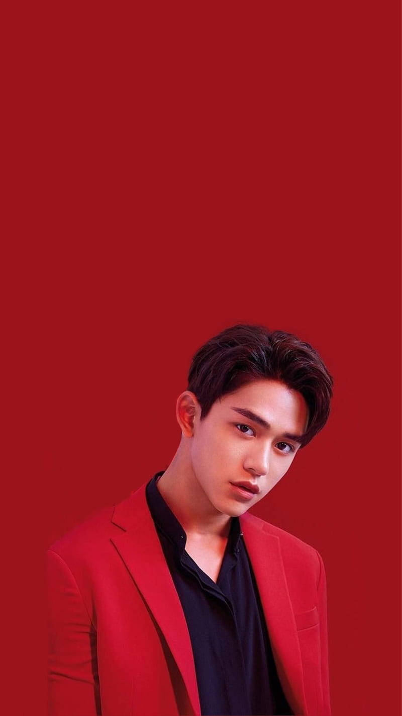 Red On Black Nct Lucas Wallpaper