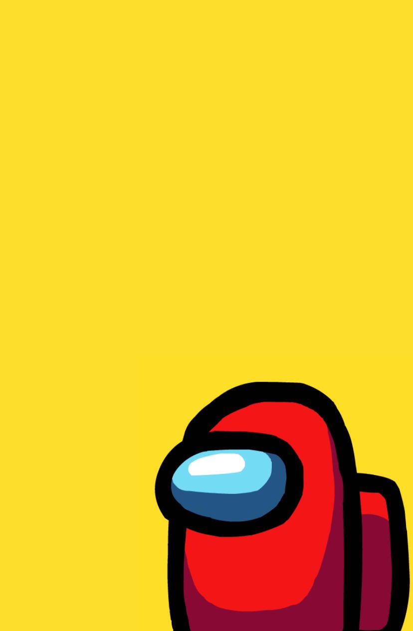 Red On Yellow Among Us Iphone Wallpaper