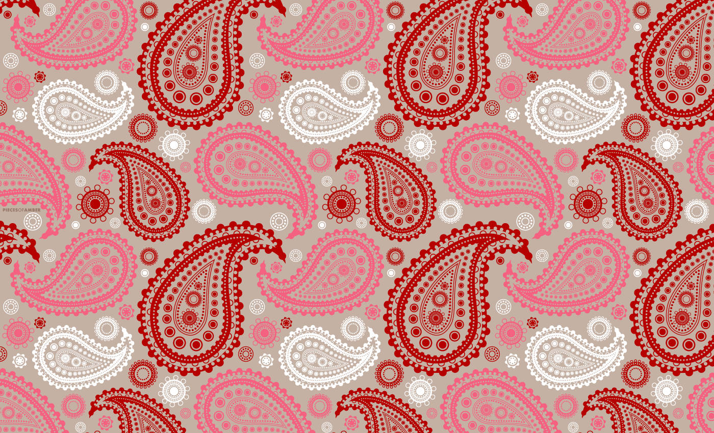 Red Persian Paisley Print Wallpaper