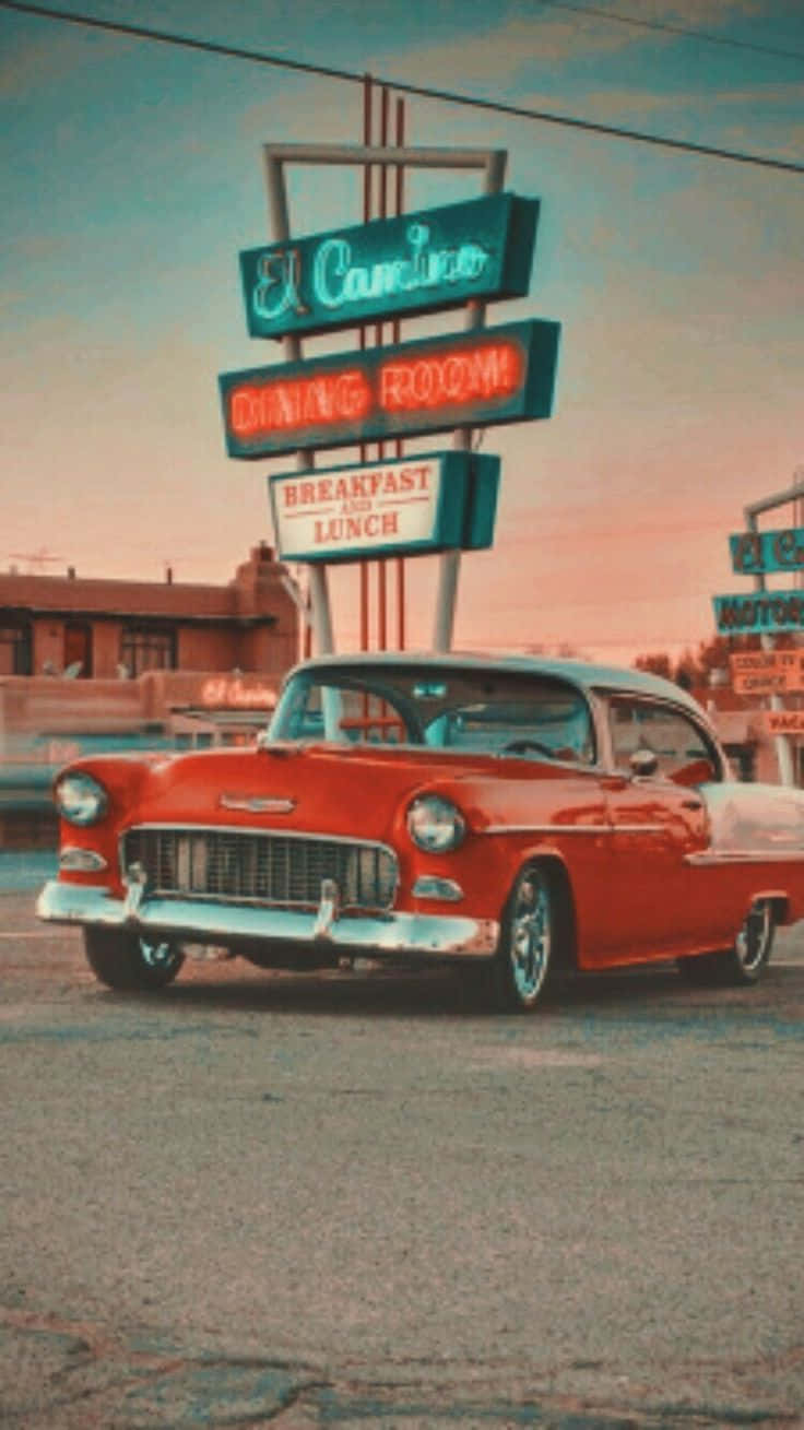 Retro Photo Classic Car Iphone Wallpaper