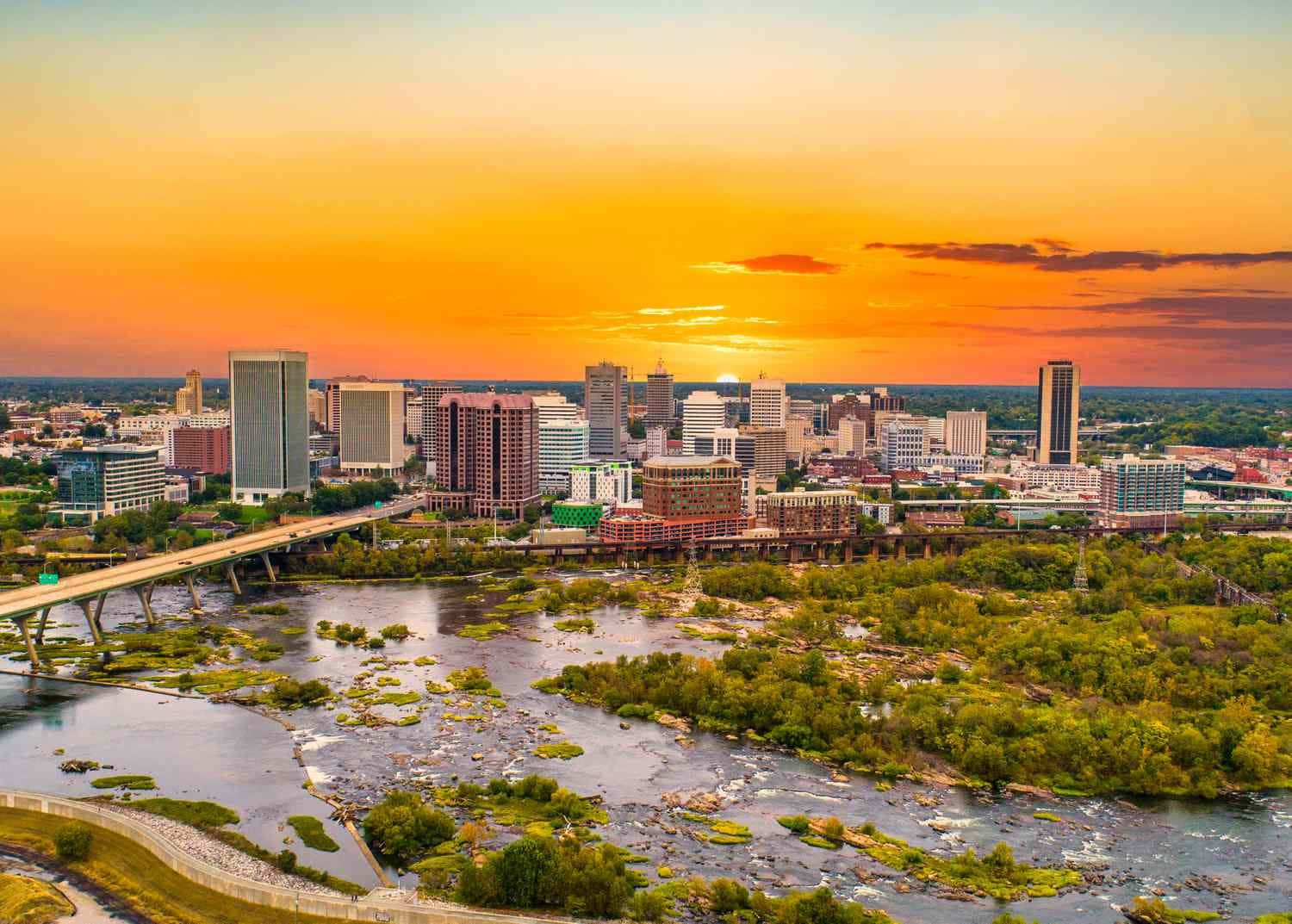 Richmond Sunset Skyline Aerial View Wallpaper