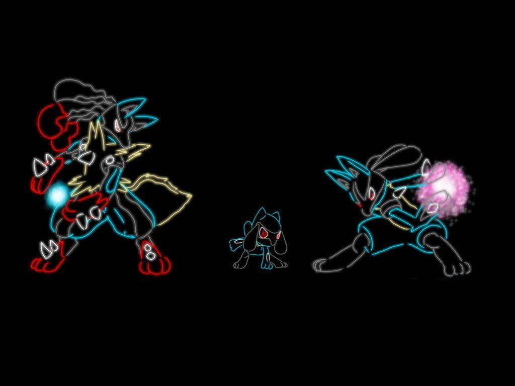 Riolu Evolution Line Outlines Wallpaper