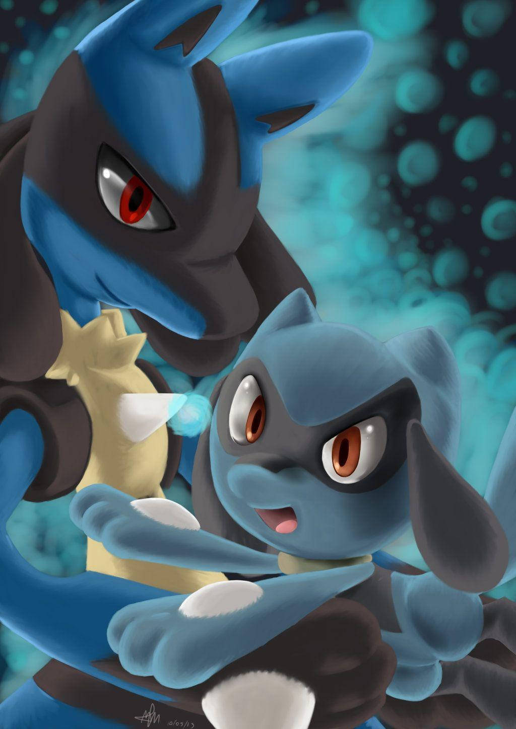 Riolu With Big Brother Lucario Wallpaper