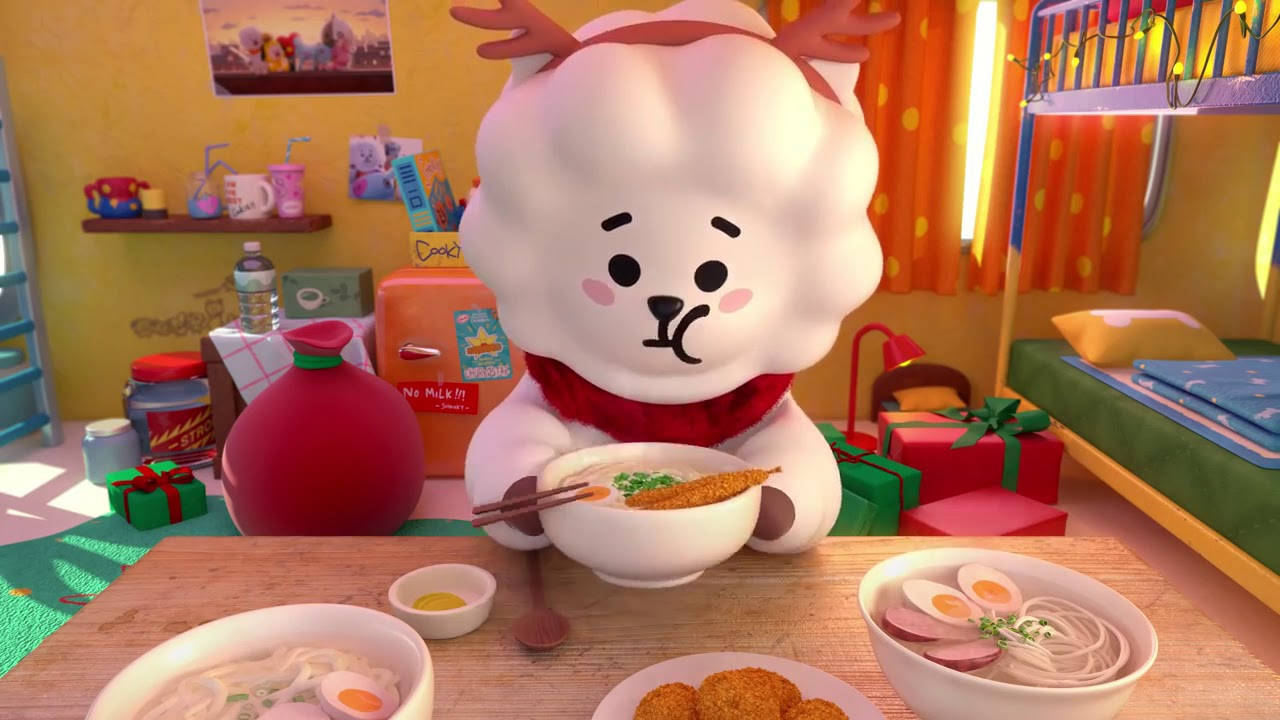 Rj Bt21 Eating Ramen Wallpaper