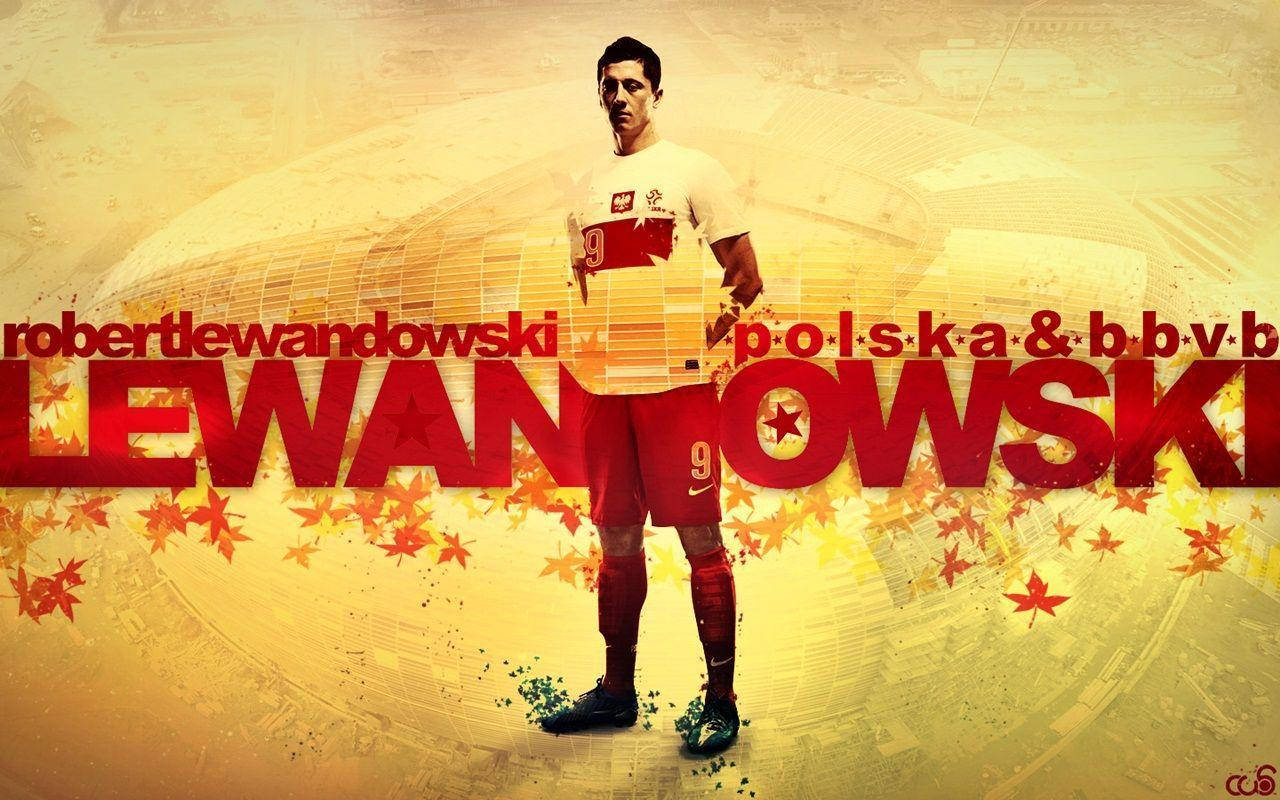 Robert Lewandowski Red And Yellow Art Wallpaper