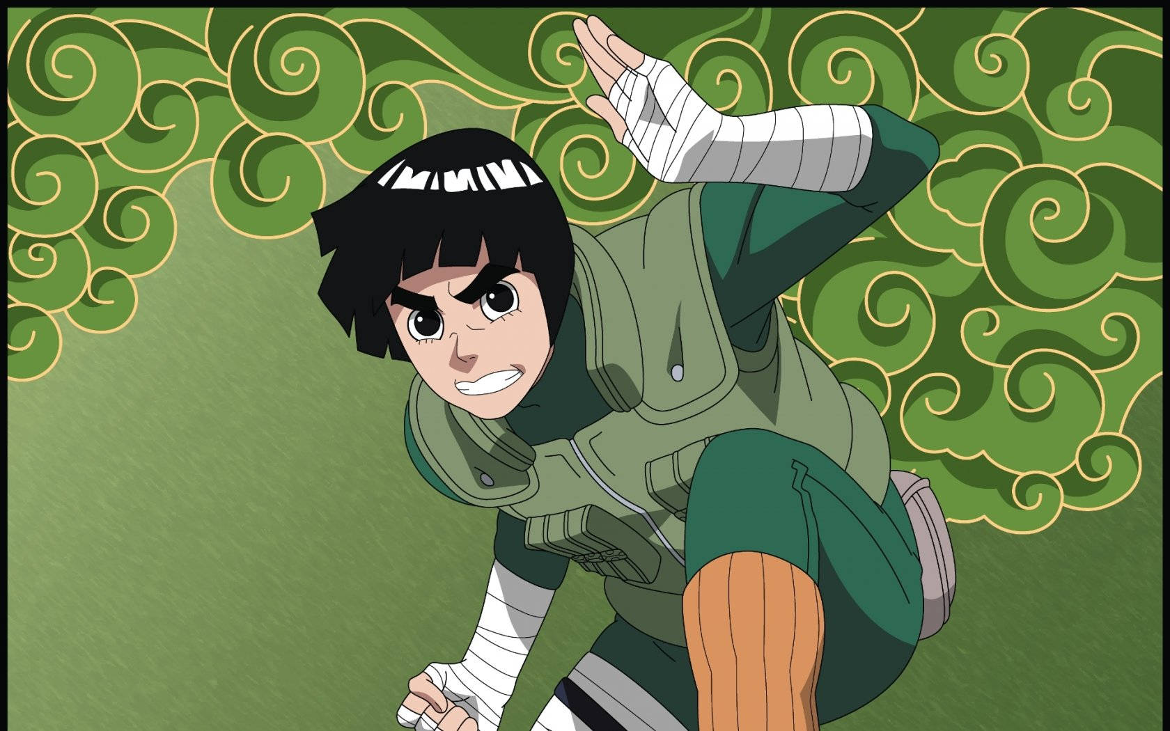 Rock Lee Green Cloudy Background Wallpaper