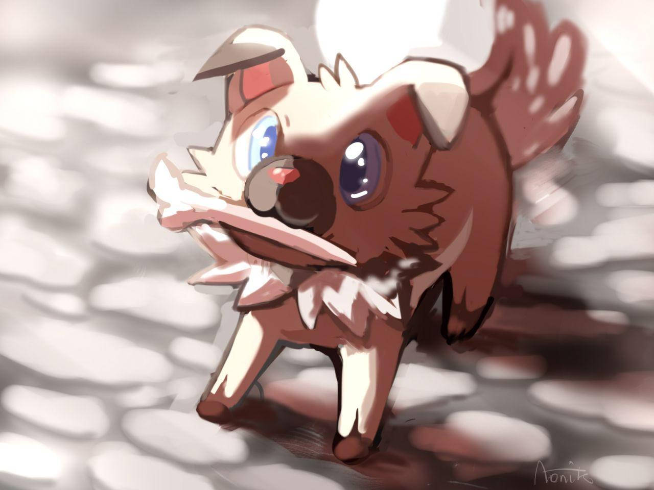 Rockruff With Bone Wallpaper