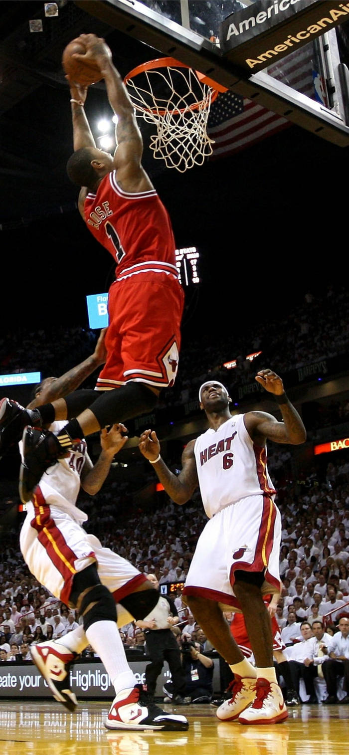 Rose Dunking Cool Basketball Iphone Wallpaper