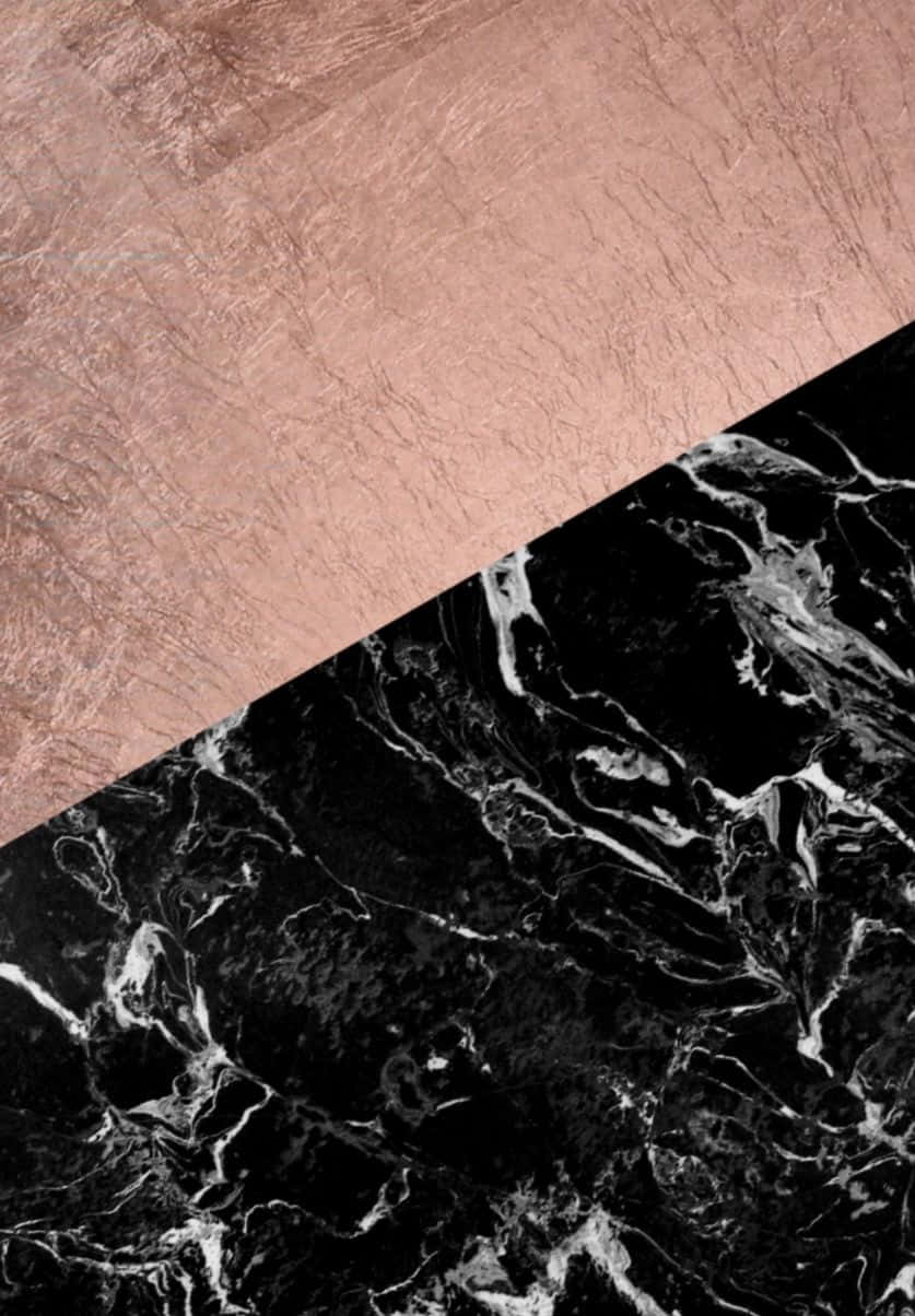 Rose Gold Black Marble Asymmetry Wallpaper