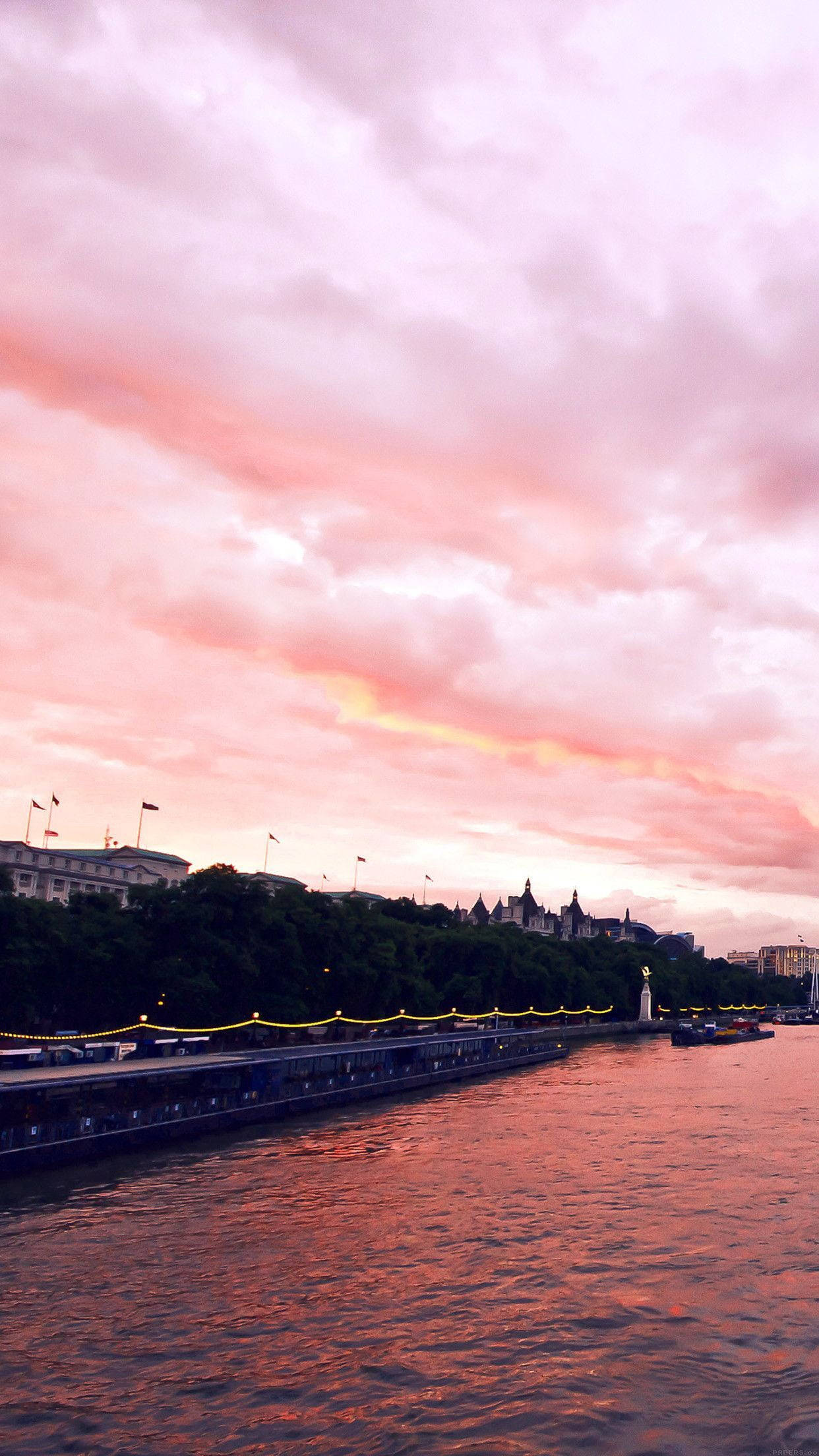 Rose Gold Tumblr Riverside Boat Port Wallpaper