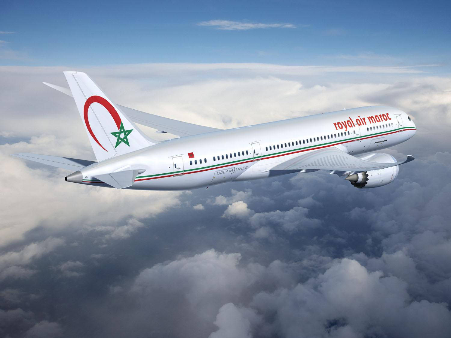 Royal Air Maroc Aircraft Above The Clouds Wallpaper