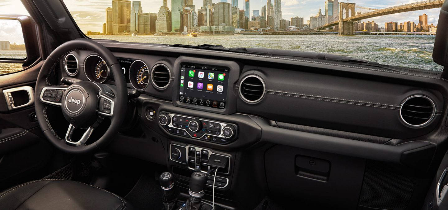 Rugged Luxury - A Stunning Interior Of A Black Jeep Wallpaper