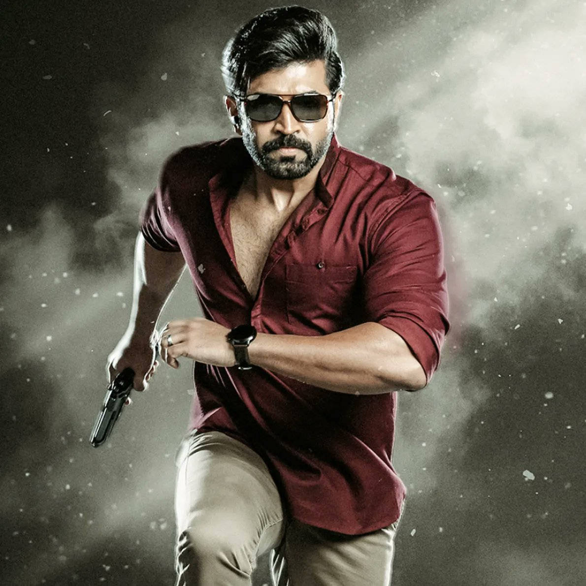 Running Arun Vijay With Gun Wallpaper