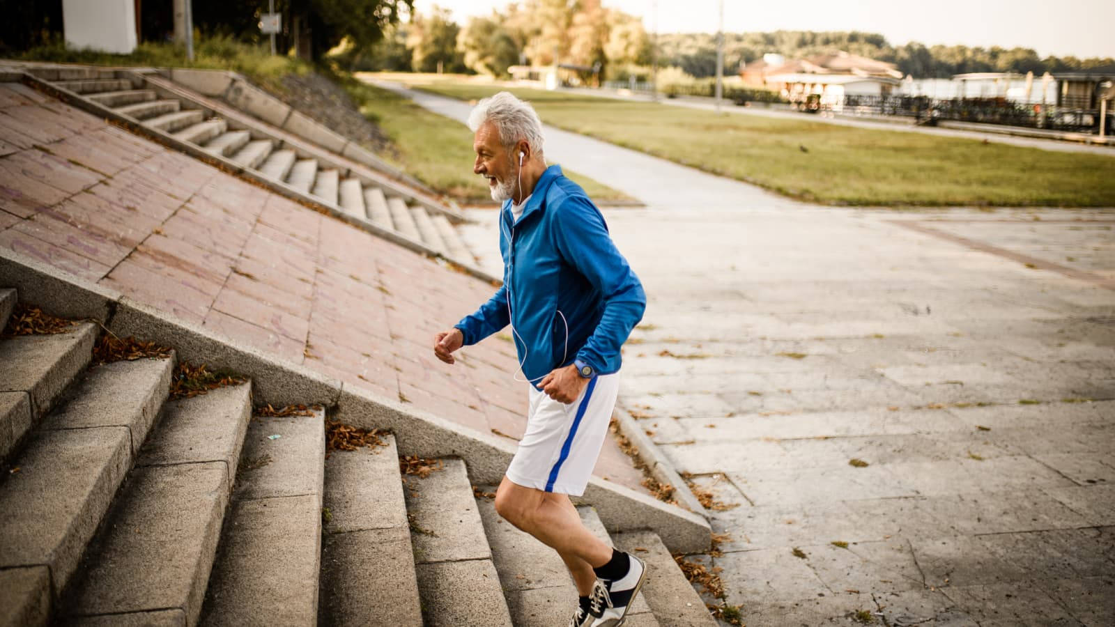 Running Old Man On Stairs Wallpaper