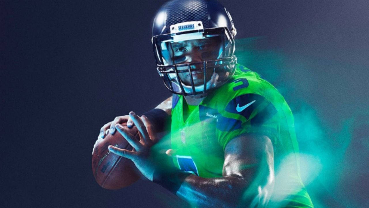 Russell Wilson Neon Lights Wallpaper