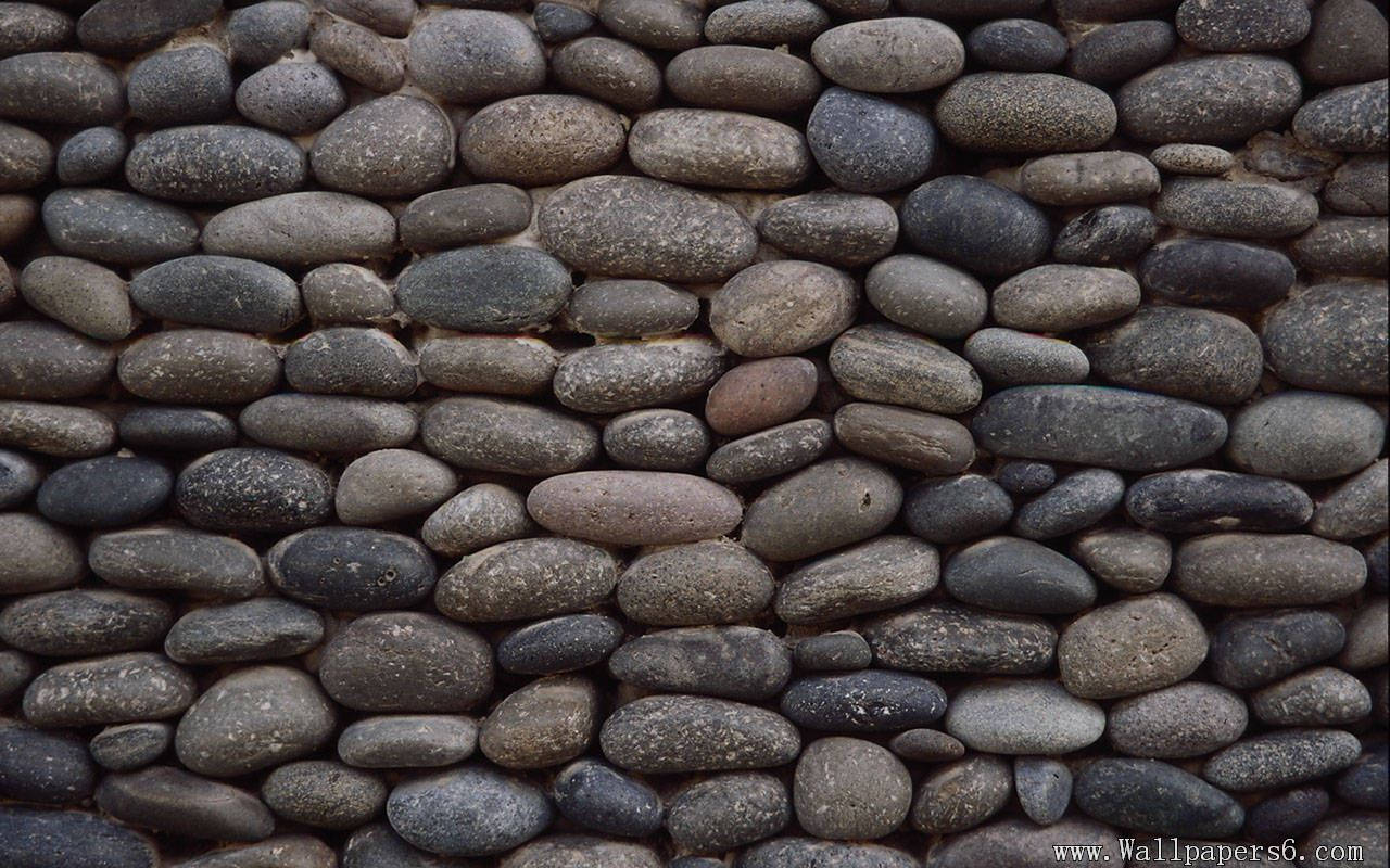 Rustic River Stones Wall Wallpaper