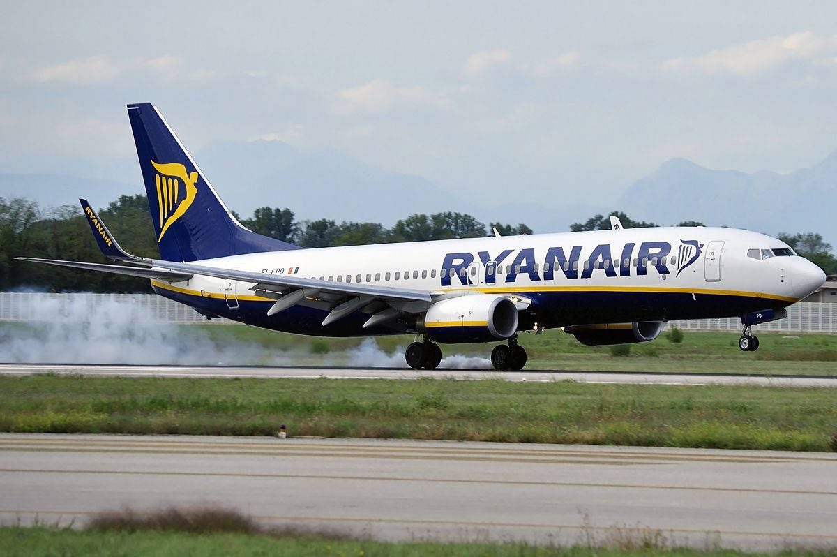 Ryanair On Grassy Runway Wallpaper