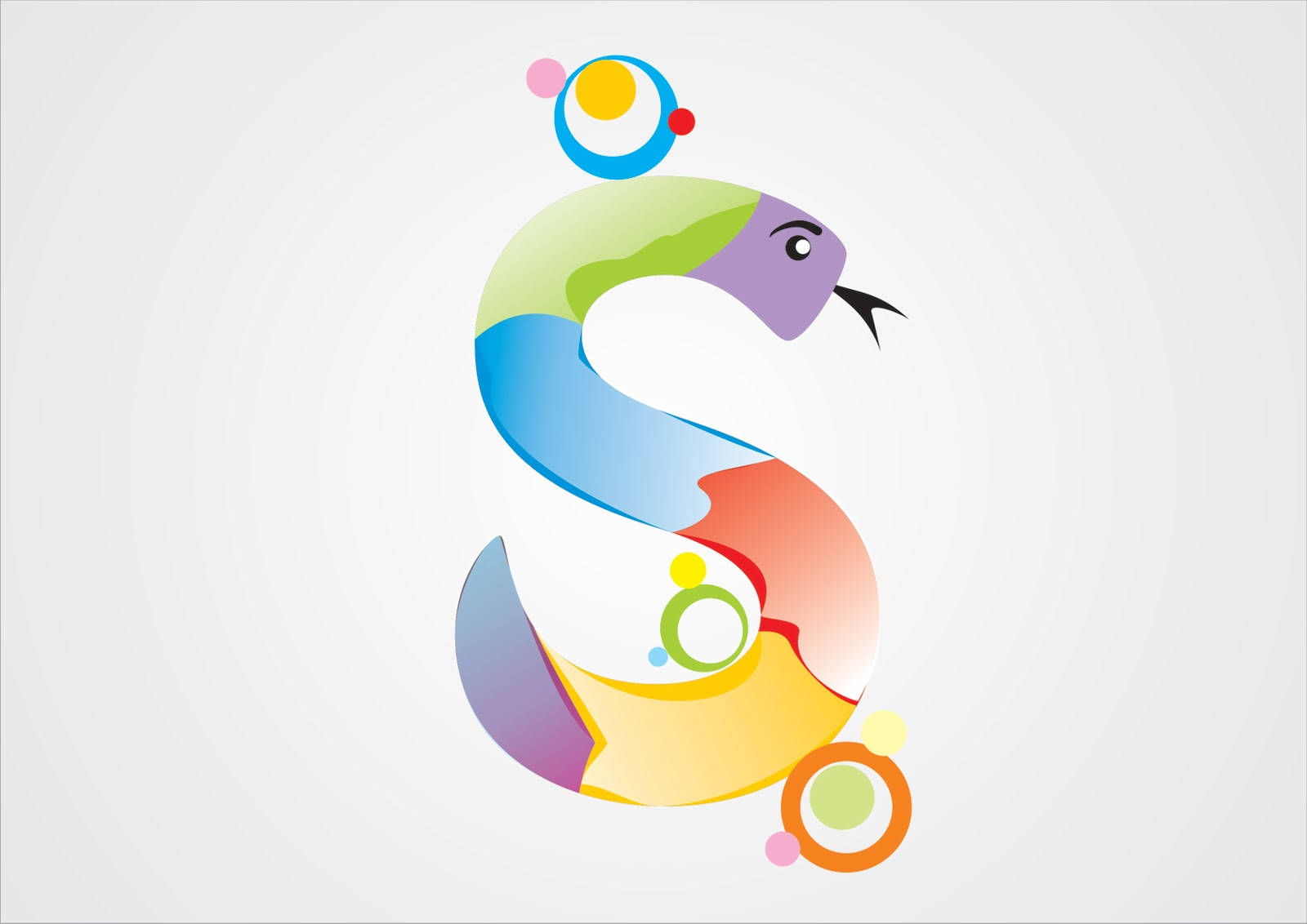 S Letter 3d Snak Art Wallpaper