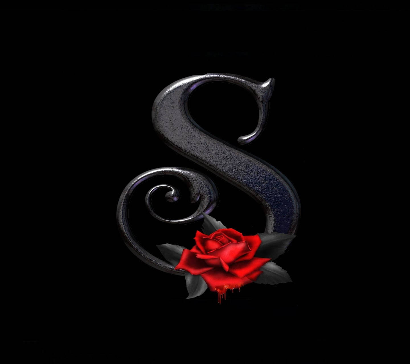 S Letter Red Rose Wallpaper