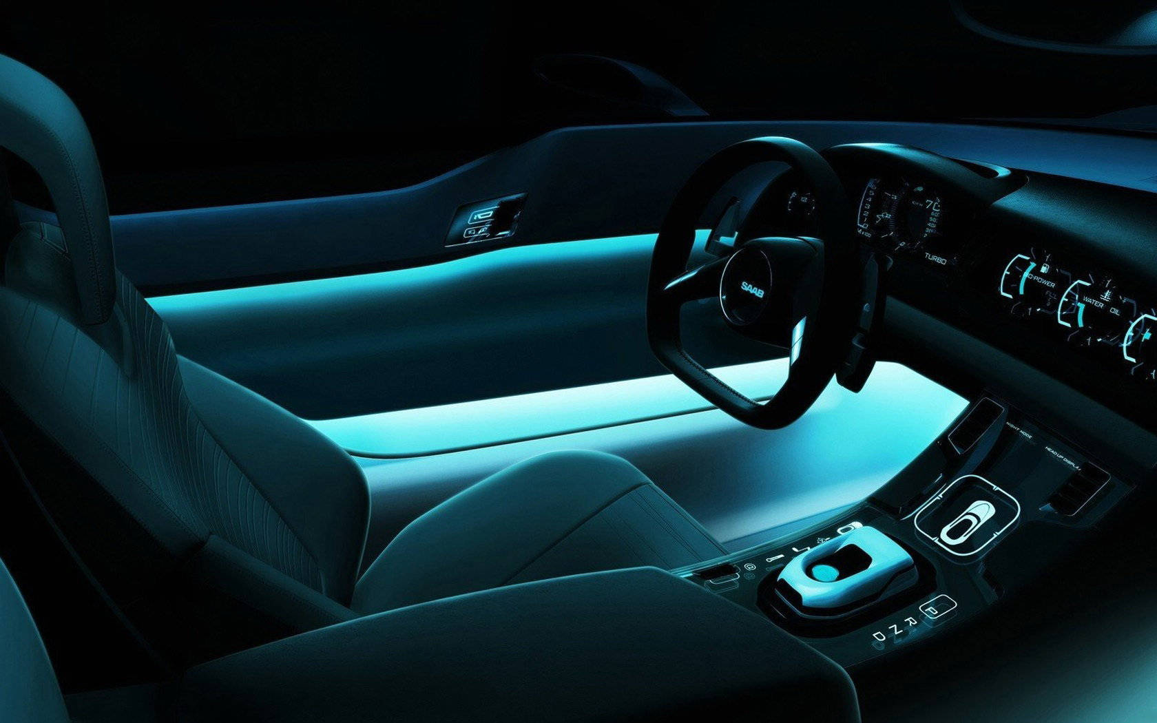 Saab Auto Interior Led Lights Wallpaper