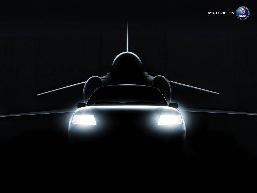 Saab Car And Jet Wallpaper