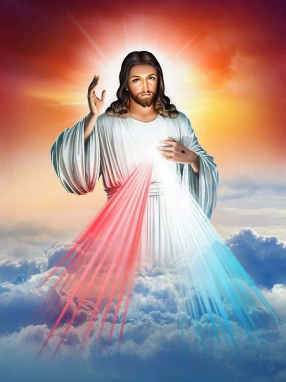 Sacred Heart Of Jesus In Heaven Mercy Light Wallpaper