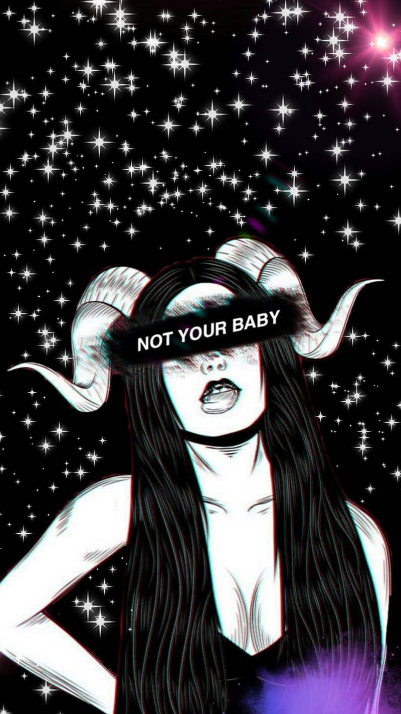 Sad Demon Girl With Ram Horns Wallpaper