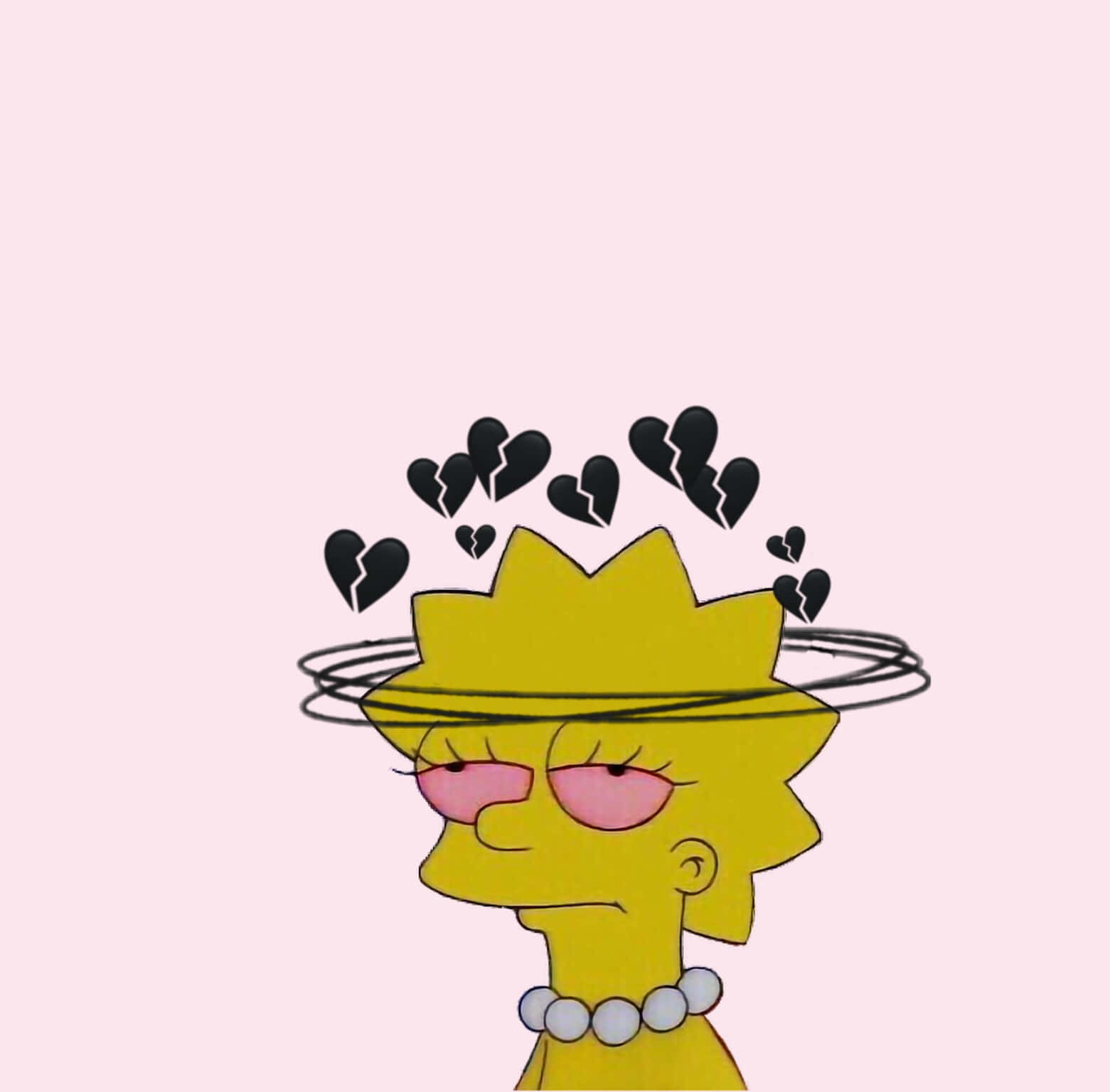 Sad Lisa Simpson With Broken Hearts Wallpaper