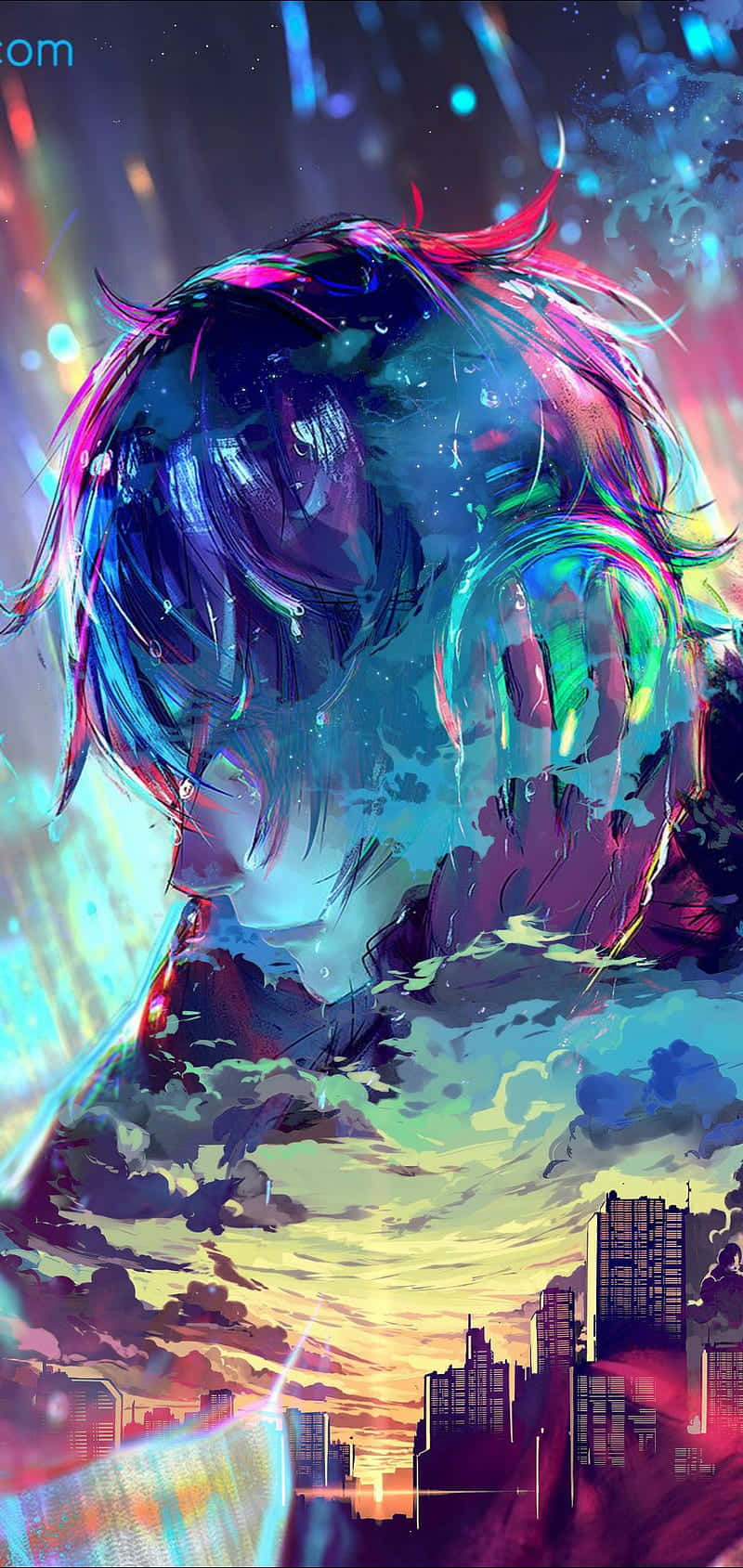 Sad Vibes Anime Guy Gradient Wallpaper