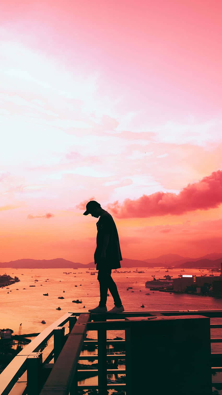 Sad Vibes Guy Building Sunset Wallpaper